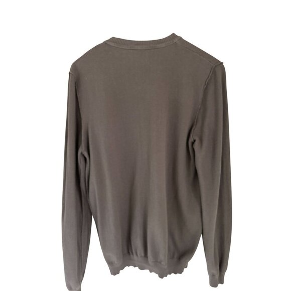 Sisley Mens Brown V-Neck Button-Up Cardigan Sweater With Scull Patch Logo - Picture 4 of 10